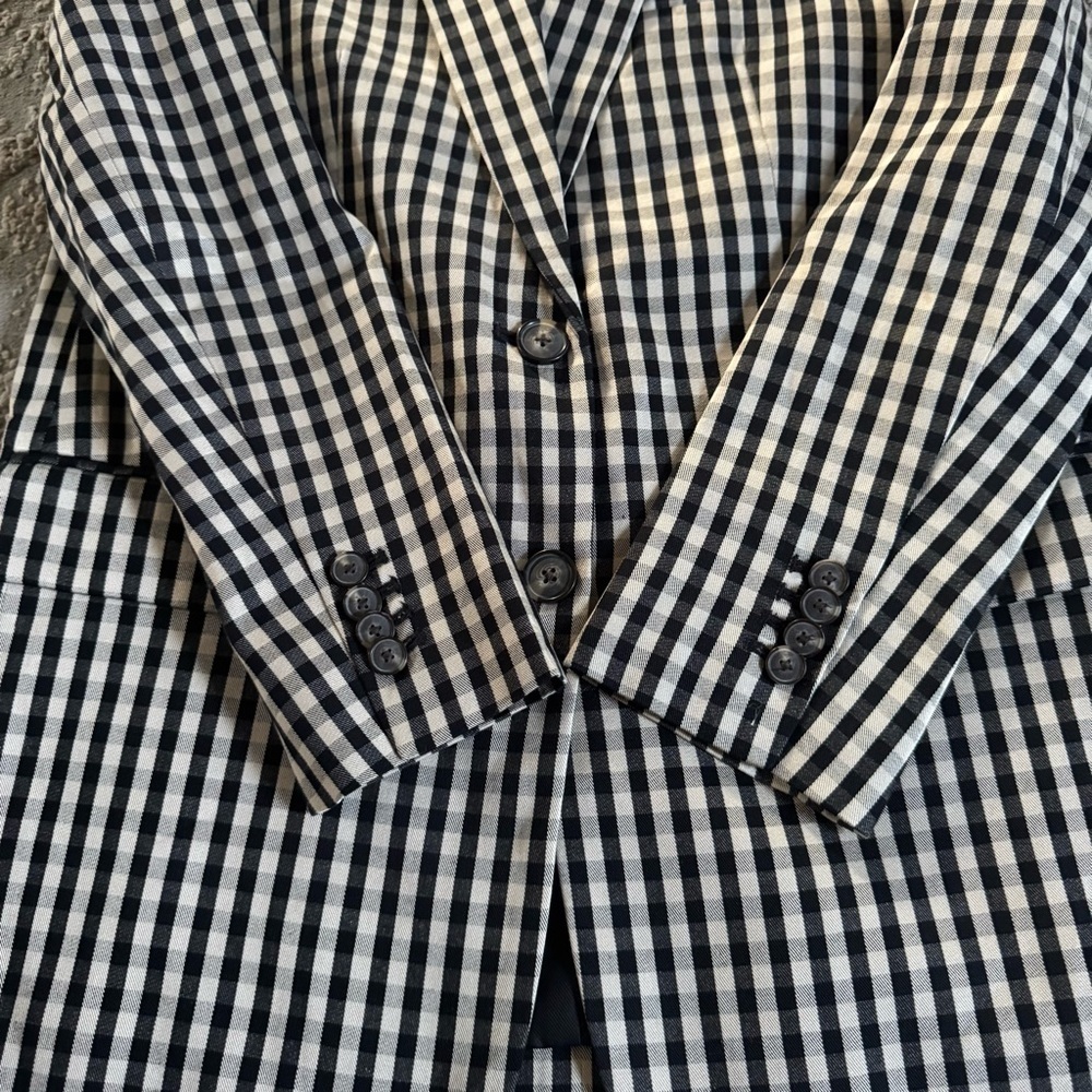 Everlane houndstooth checker black tan oversized TENCEL™ Lyocell cotton 0 new - Picture 3 of 15